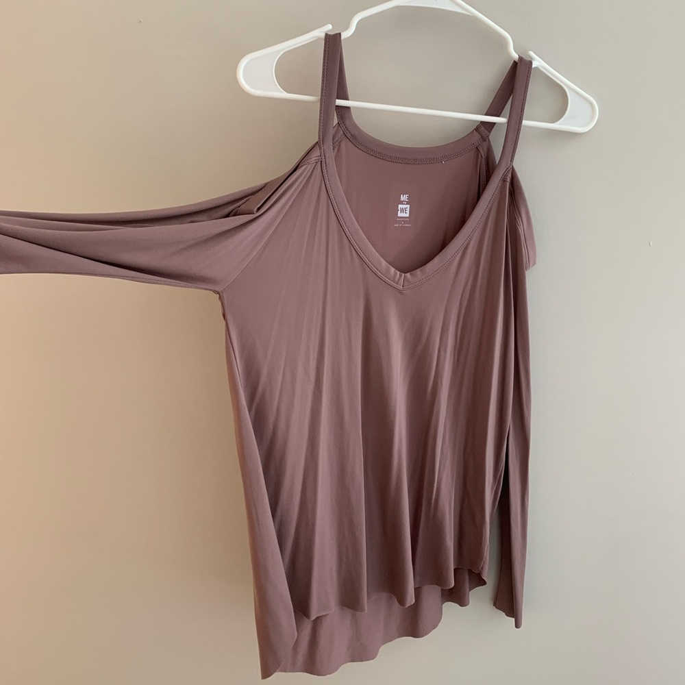 Super soft, only worn once, shoulder cut out, long sleeve top.